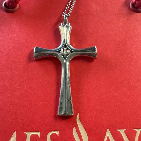 Retired Large James Avery Sterling Silver Serenity Descending Dove Cross 2.75”